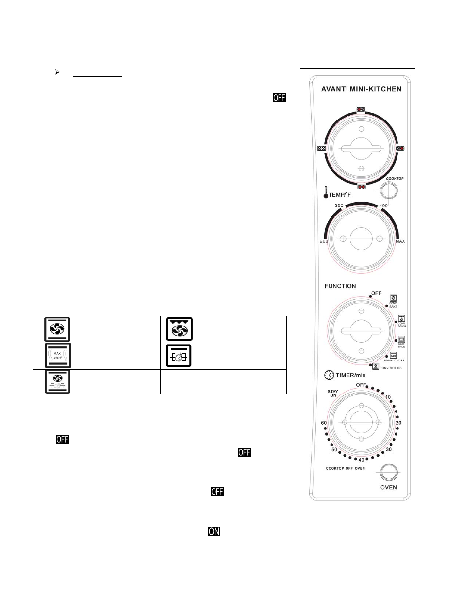 Operating your appliance | Avanti MKB42B User Manual | Page 7 / 20