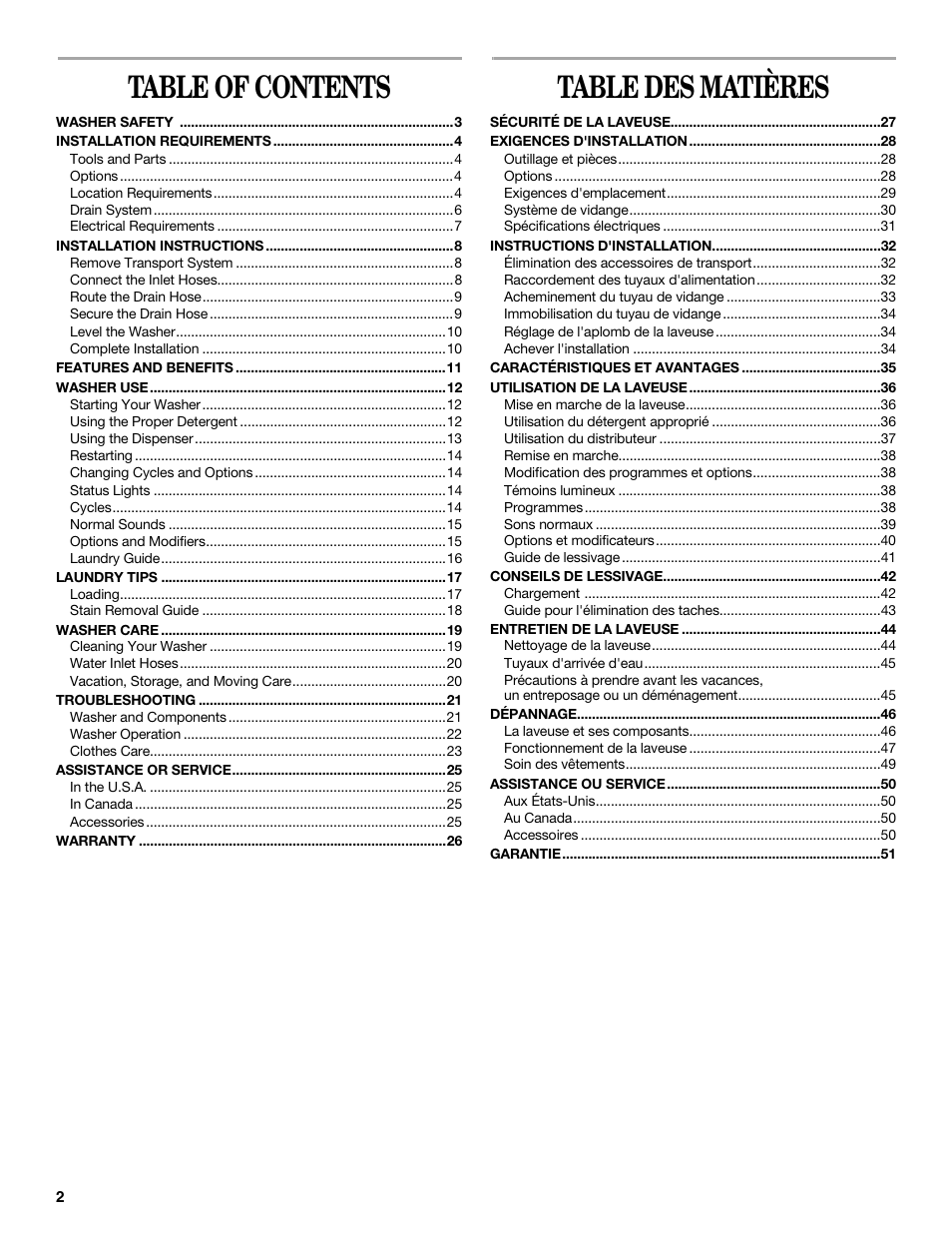 Whirlpool WFC7500VW User Manual | Page 2 / 52