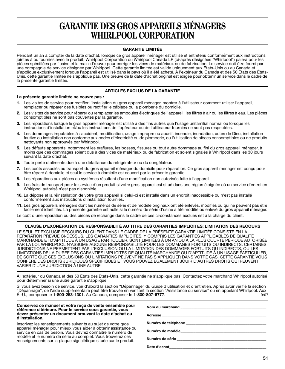 Whirlpool WFC7500VW User Manual | Page 51 / 52