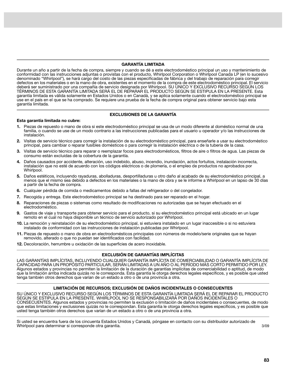 Garantía | Whirlpool WRF989SDAM User Manual | Page 2 / 4