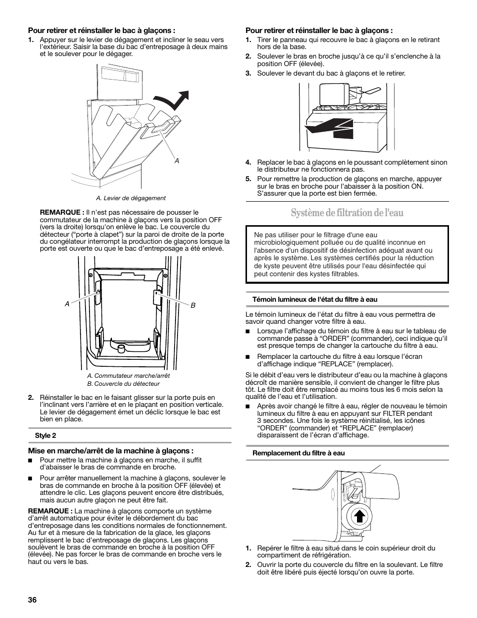 Système de filtration de l'eau | Whirlpool GSC25C6EYY User Manual | Page 36 / 44