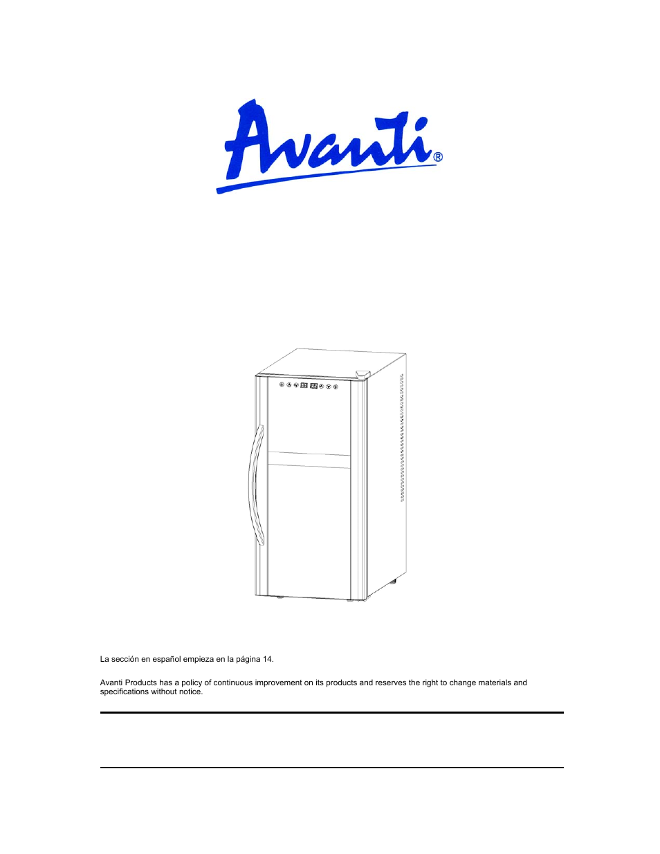 Avanti EWC1801DZ User Manual | 20 pages