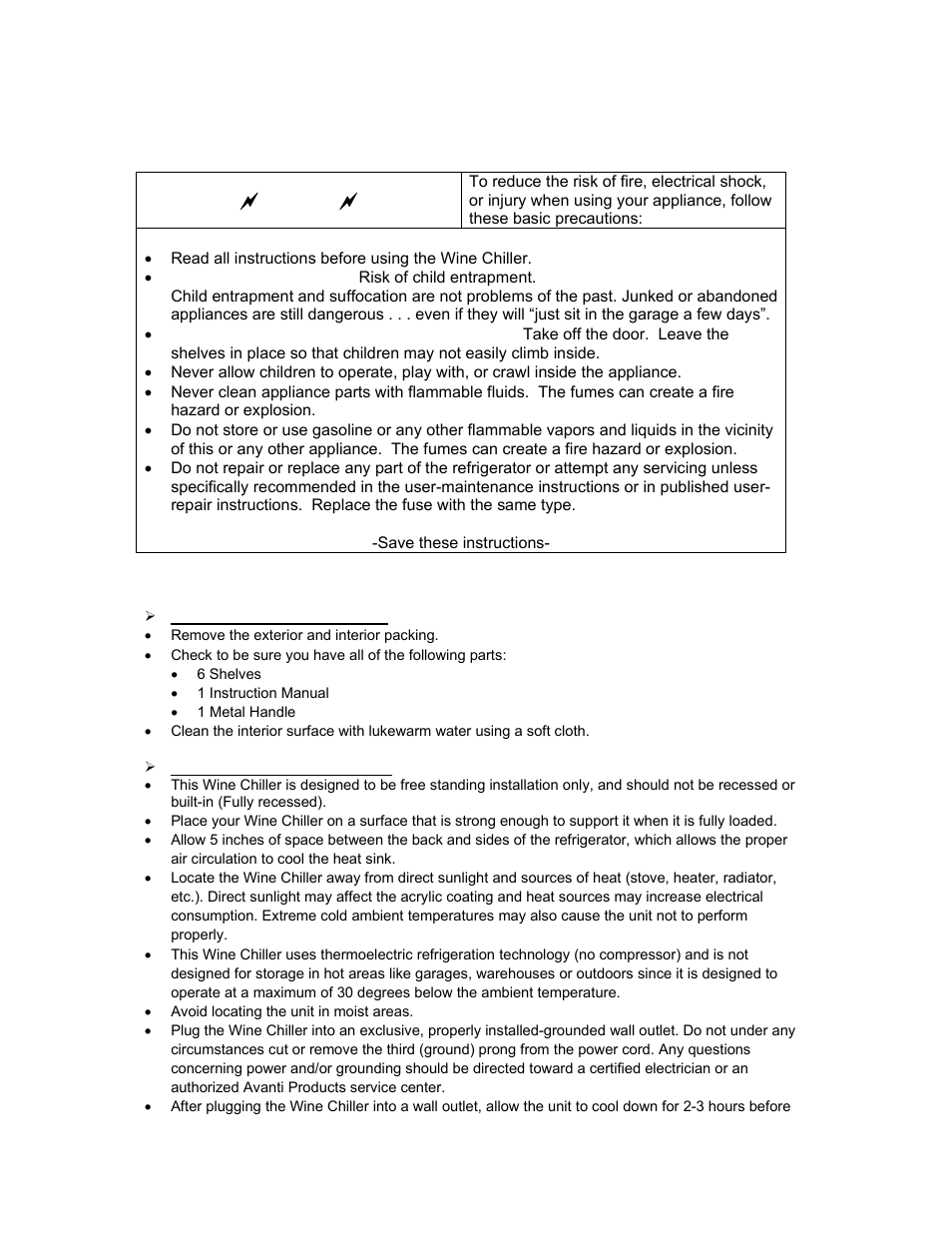 Important safety instructions | Avanti EWC1801DZ User Manual | Page 6 / 20