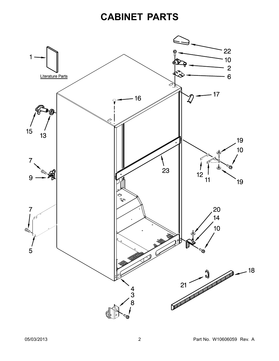 Cabinet, Cabinet parts | Whirlpool WRT311FZBM User Manual | Page 2 / 12