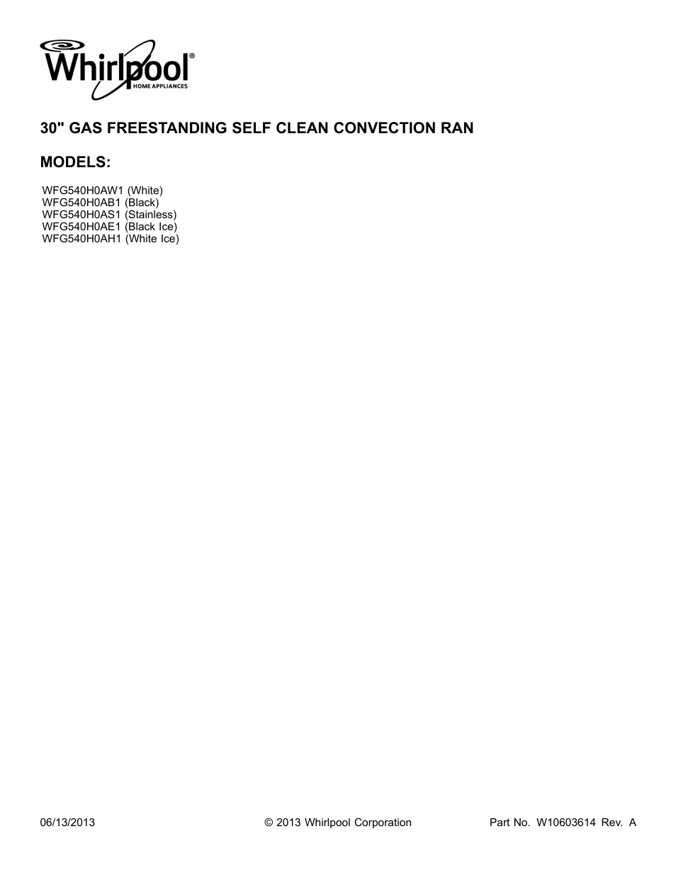 Whirlpool WFG540H0AS User Manual | 14 pages