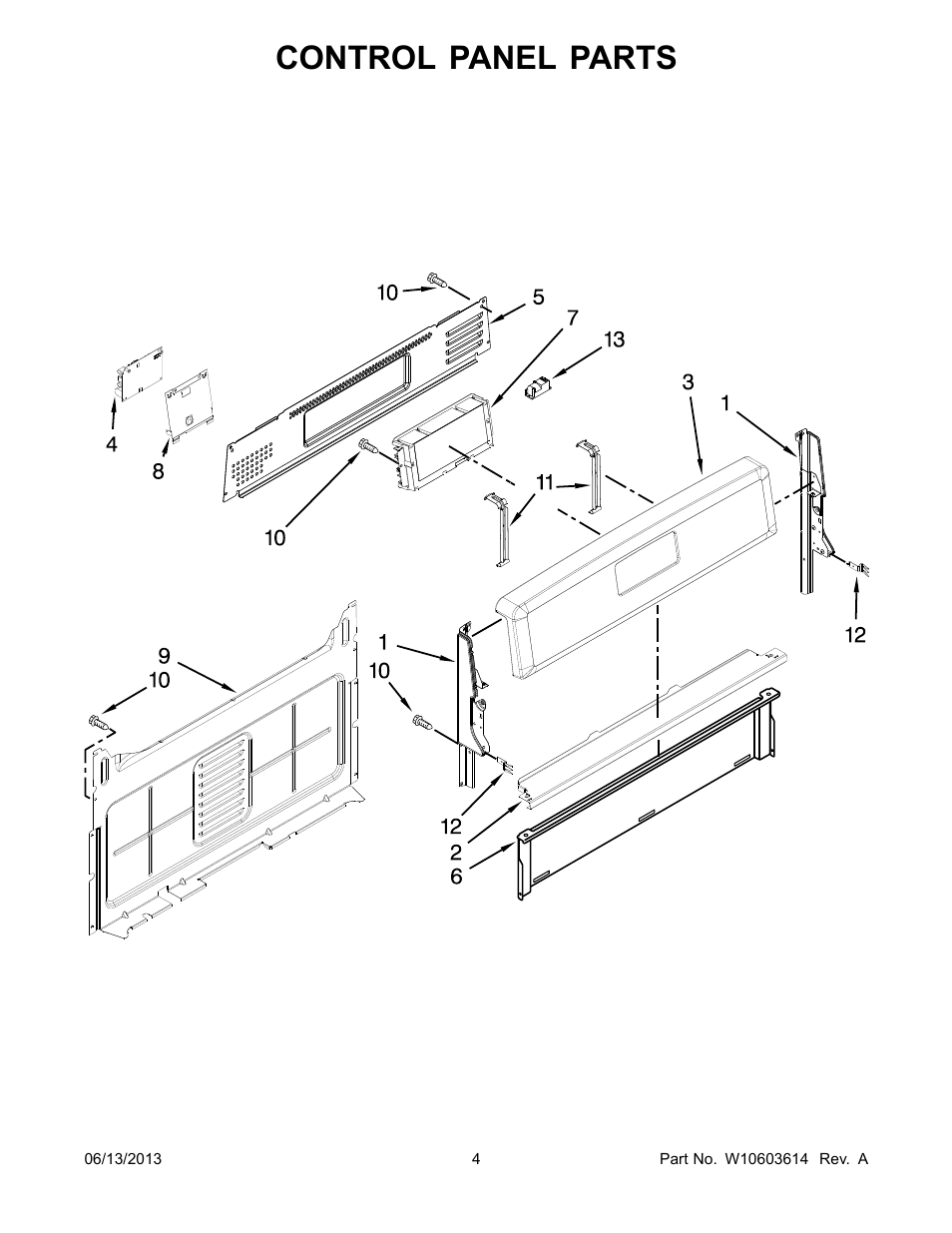Control panel, Control panel parts | Whirlpool WFG540H0AS User Manual | Page 4 / 14
