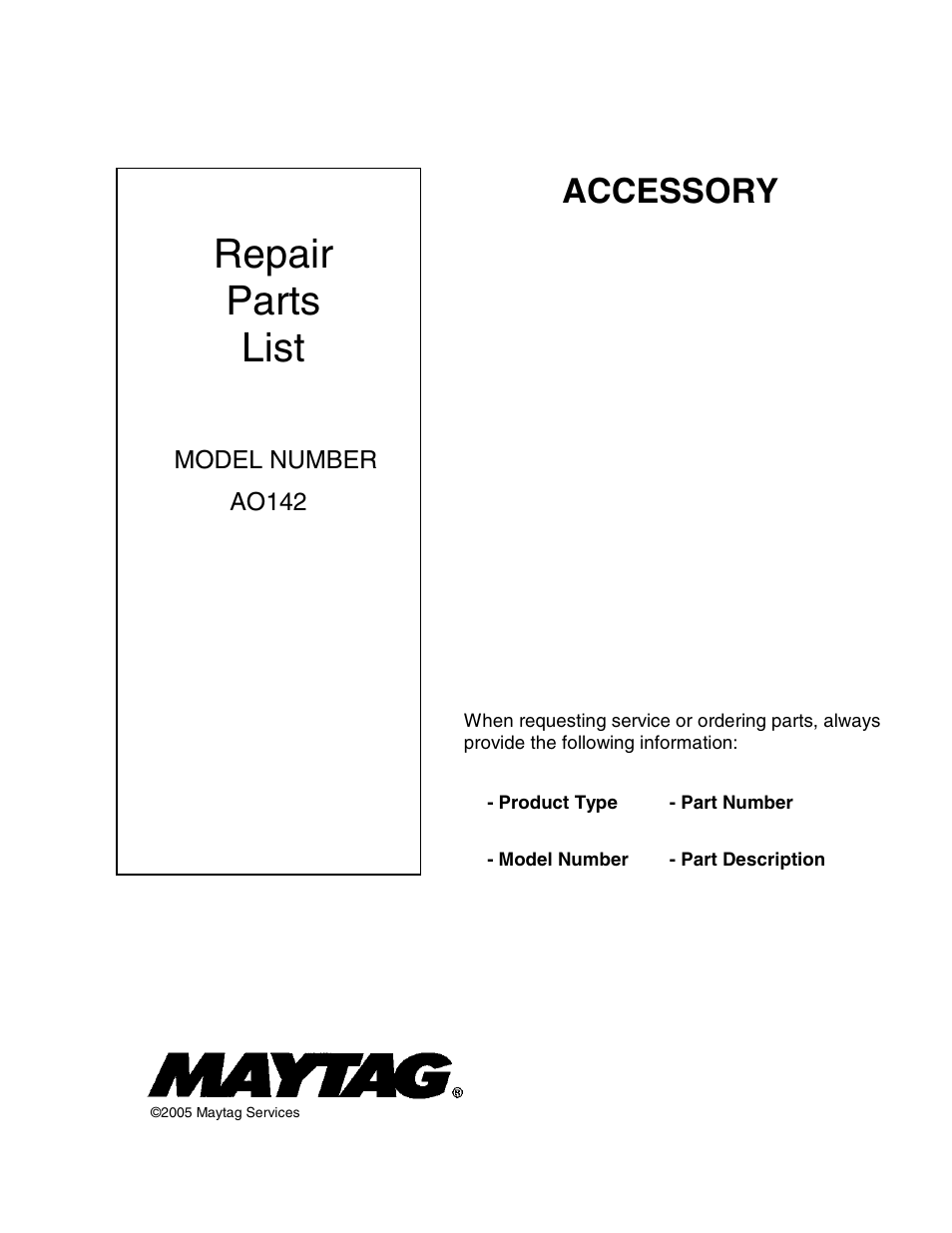 Whirlpool AO142 User Manual | 4 pages