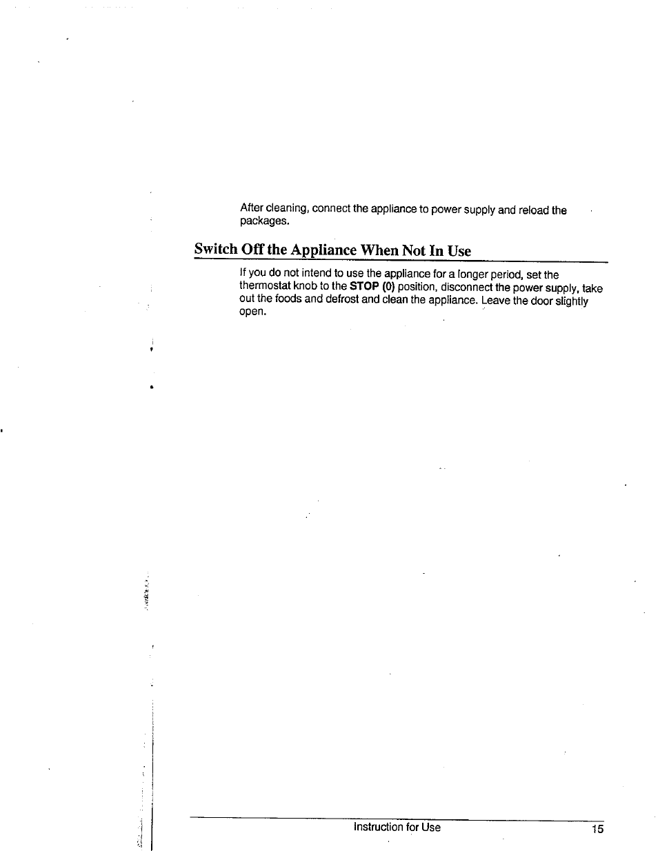 Switch off the appliance when not in use | Avanti 1292YWT User Manual | Page 14 / 17