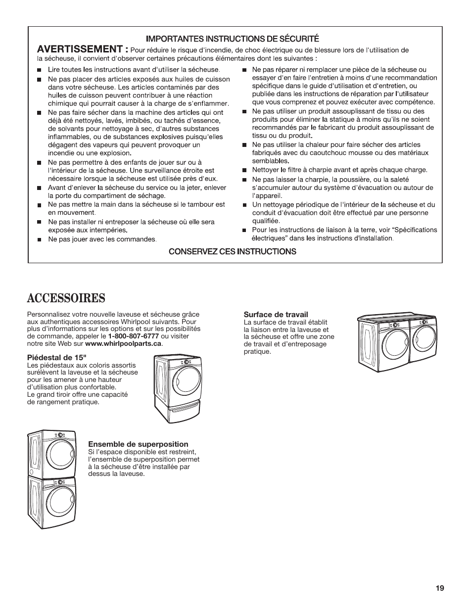 Accessoires | Whirlpool WGD98HEBU User Manual | Page 19 / 36