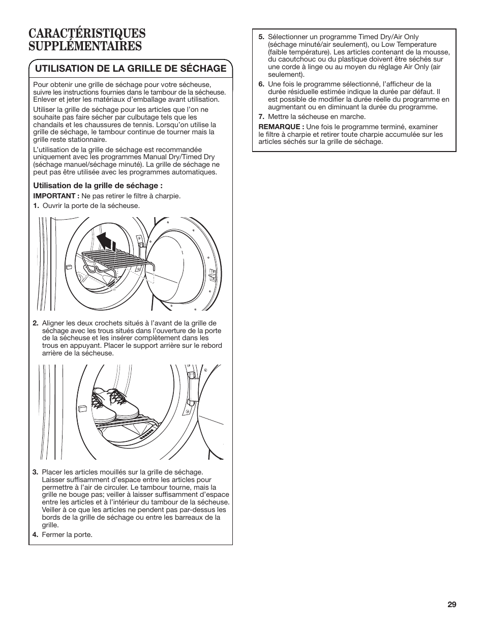 Caractéristiques supplémentaires | Whirlpool WGD98HEBU User Manual | Page 29 / 36