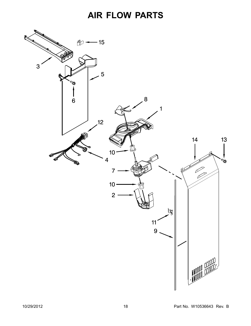 Air flow, Air flow parts | Whirlpool WRS965CIAM User Manual | Page 18 / 24