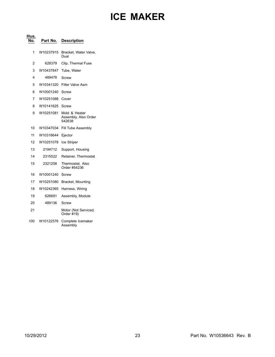 Ice maker | Whirlpool WRS965CIAM User Manual | Page 23 / 24