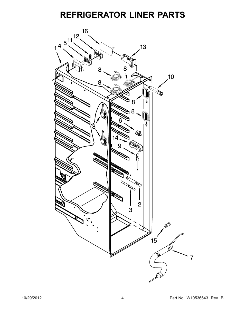 Refrigerator liner, Refrigerator liner parts | Whirlpool WRS965CIAM User Manual | Page 4 / 24