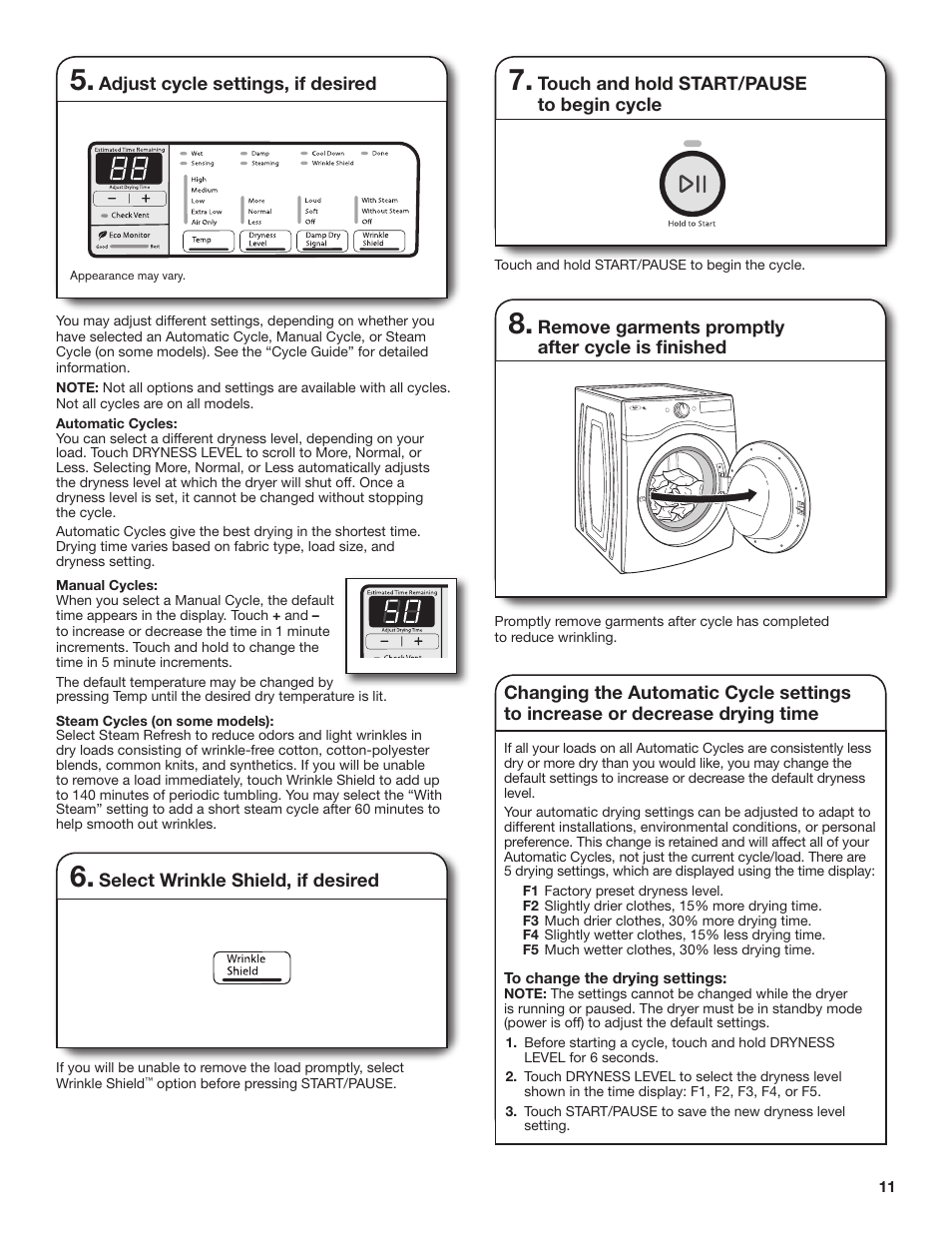 Whirlpool WGD71HEBW User Manual | Page 11 / 40