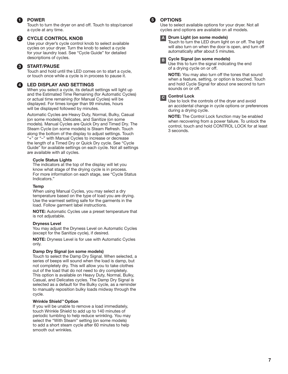 Whirlpool WGD71HEBW User Manual | Page 7 / 40