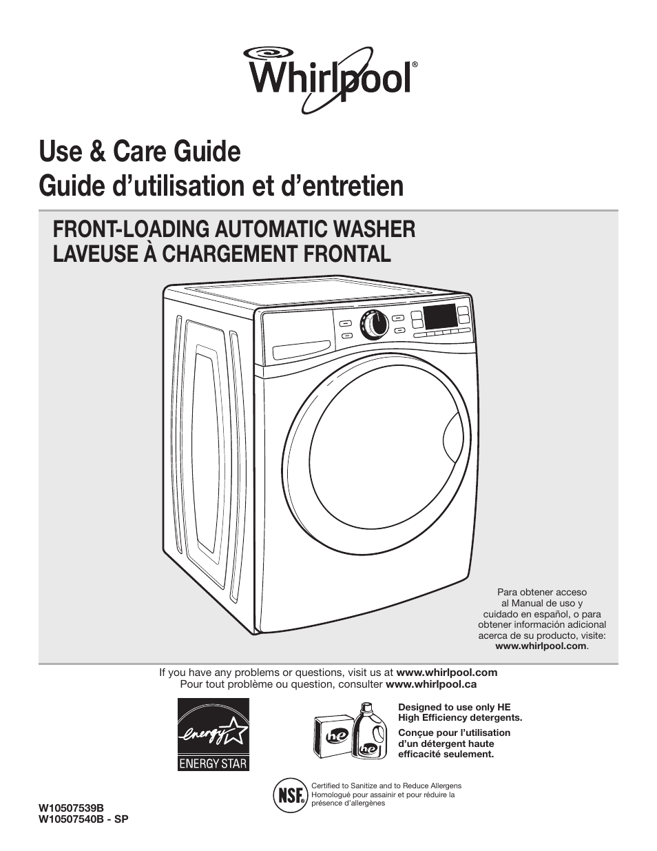 Whirlpool WFL98HEBU User Manual | 36 pages