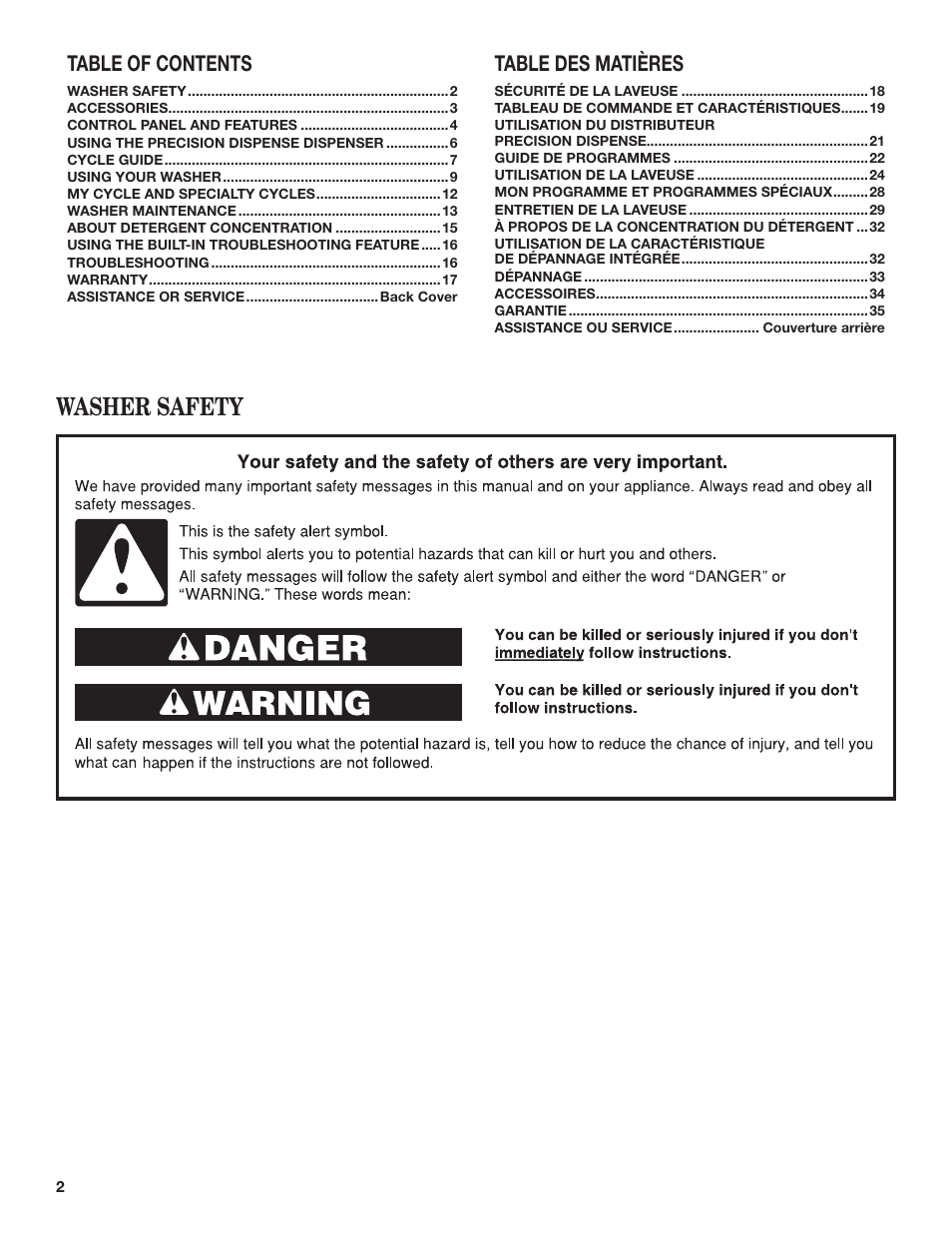 Whirlpool WFL98HEBU User Manual | Page 2 / 36