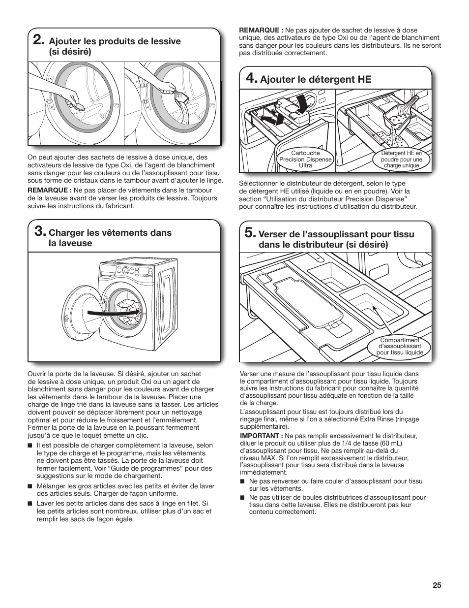 Ajouter le détergent he | Whirlpool WFL98HEBU User Manual | Page 25 / 36