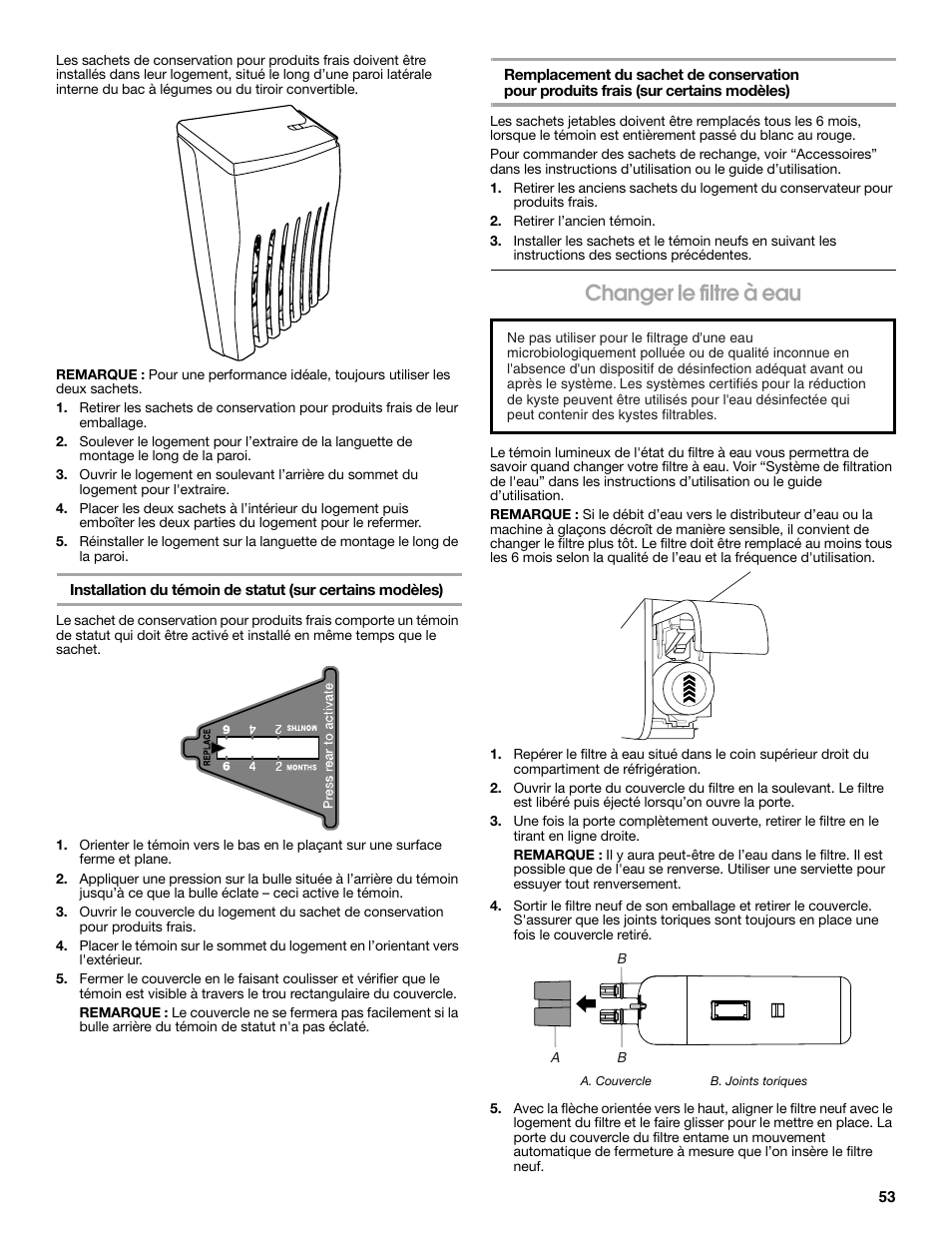 Changer le filtre à eau | Whirlpool WRS571CIDM User Manual | Page 53 / 64