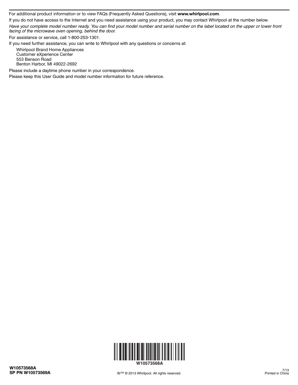 Whirlpool WMH76719CS User Manual | Page 2 / 2