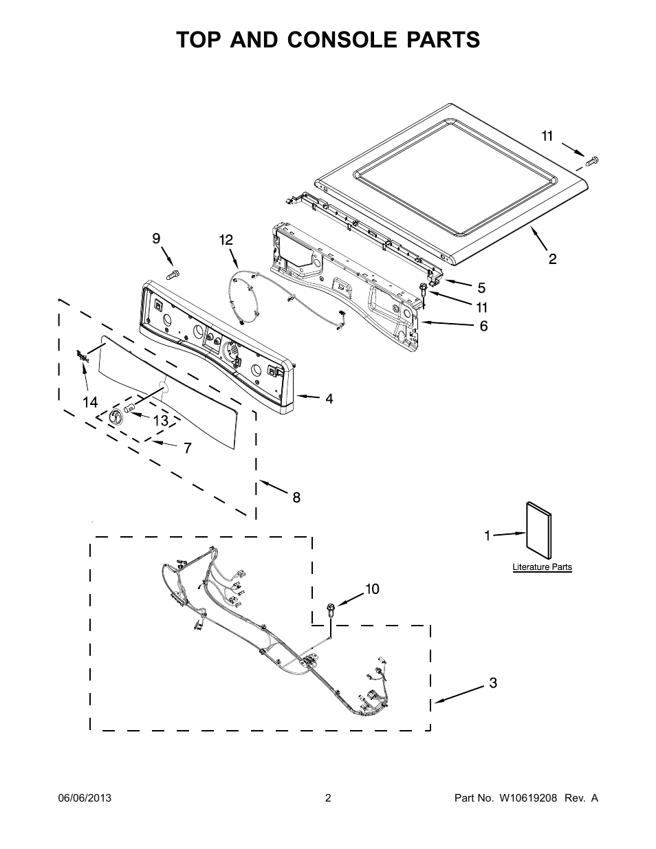 Top and console, Top and console parts | Whirlpool WGD96HEAC User Manual | Page 2 / 12