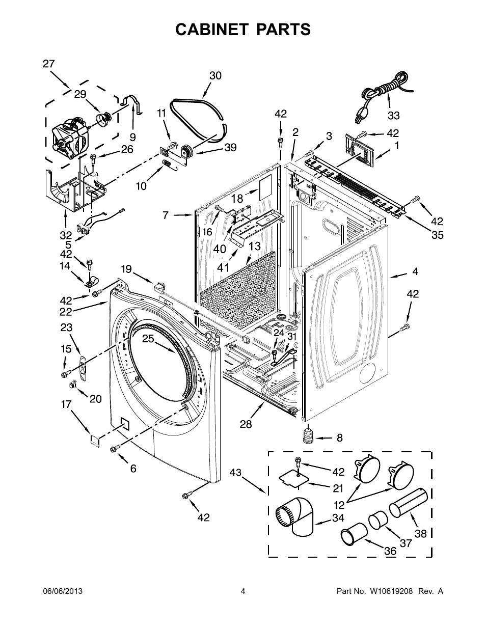 Cabinet, Cabinet parts | Whirlpool WGD96HEAC User Manual | Page 4 / 12