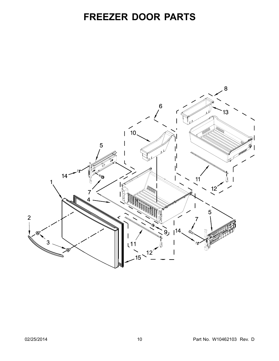 Freezer door parts | Whirlpool WRF989SDAM User Manual | Page 10 / 22