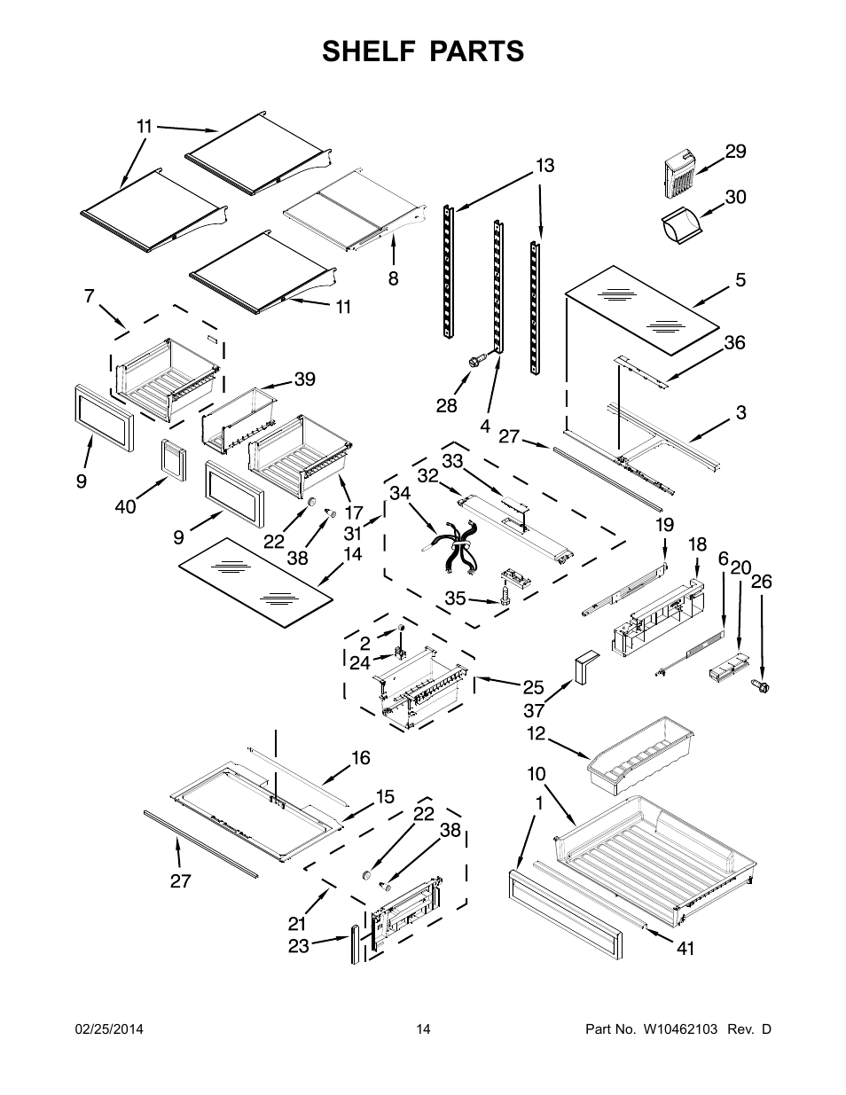 Shelf parts | Whirlpool WRF989SDAM User Manual | Page 14 / 22