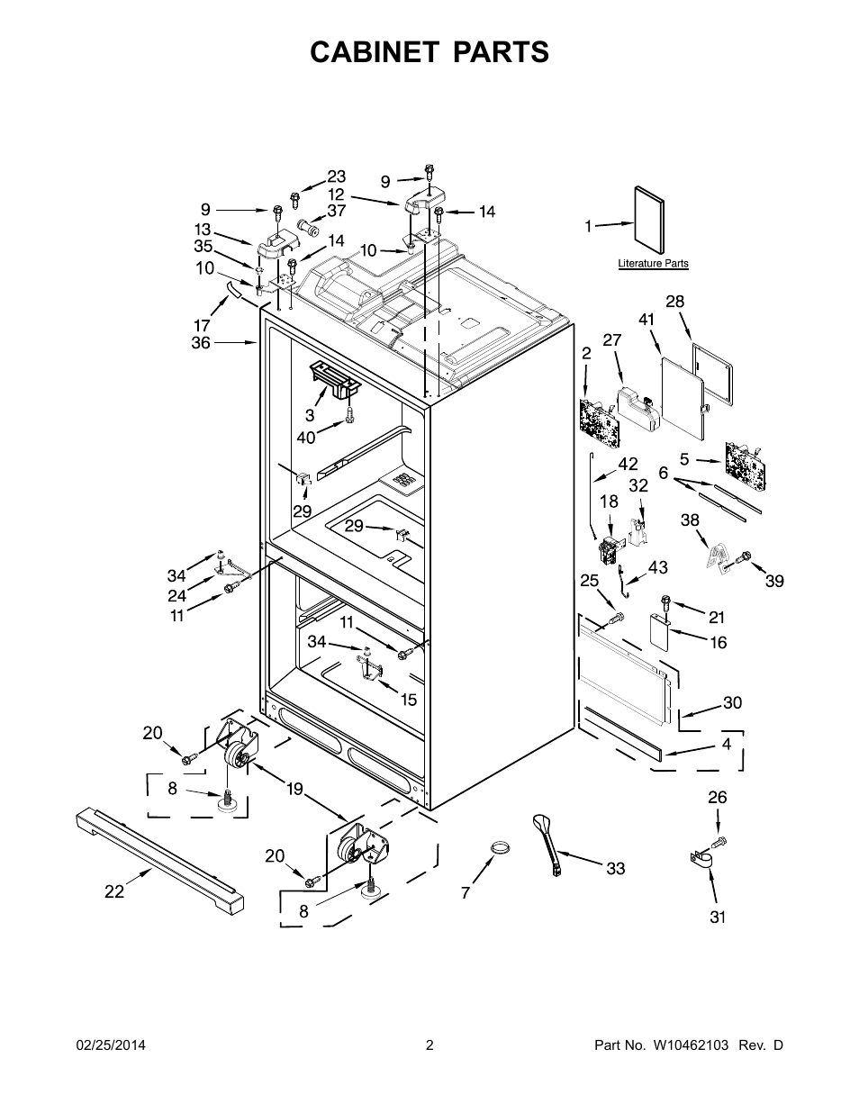 Cabinet parts | Whirlpool WRF989SDAM User Manual | Page 2 / 22