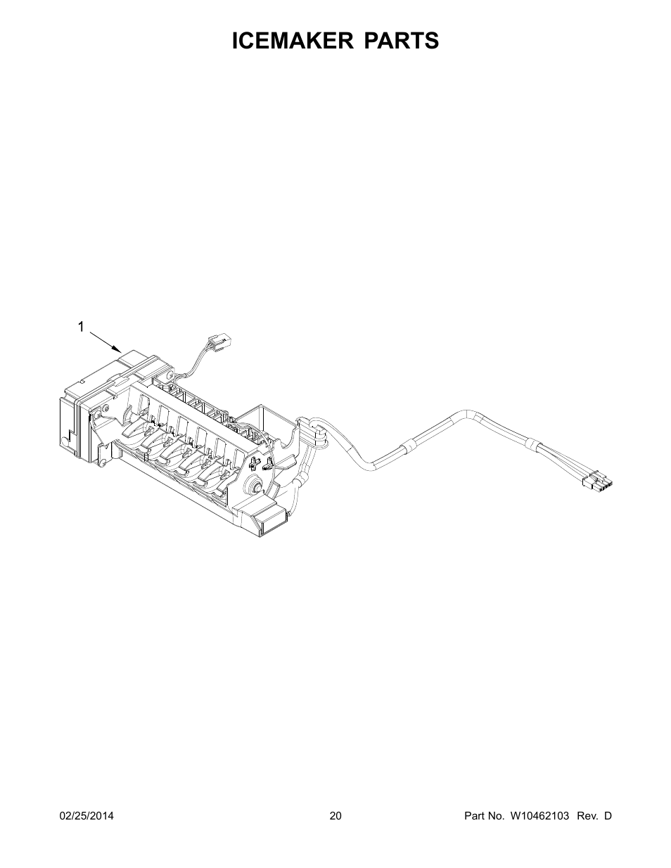 Icemaker parts | Whirlpool WRF989SDAM User Manual | Page 20 / 22