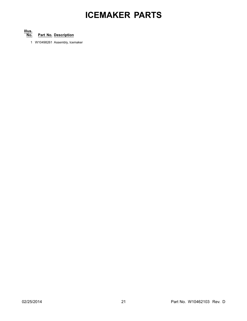 Icemaker parts | Whirlpool WRF989SDAM User Manual | Page 21 / 22