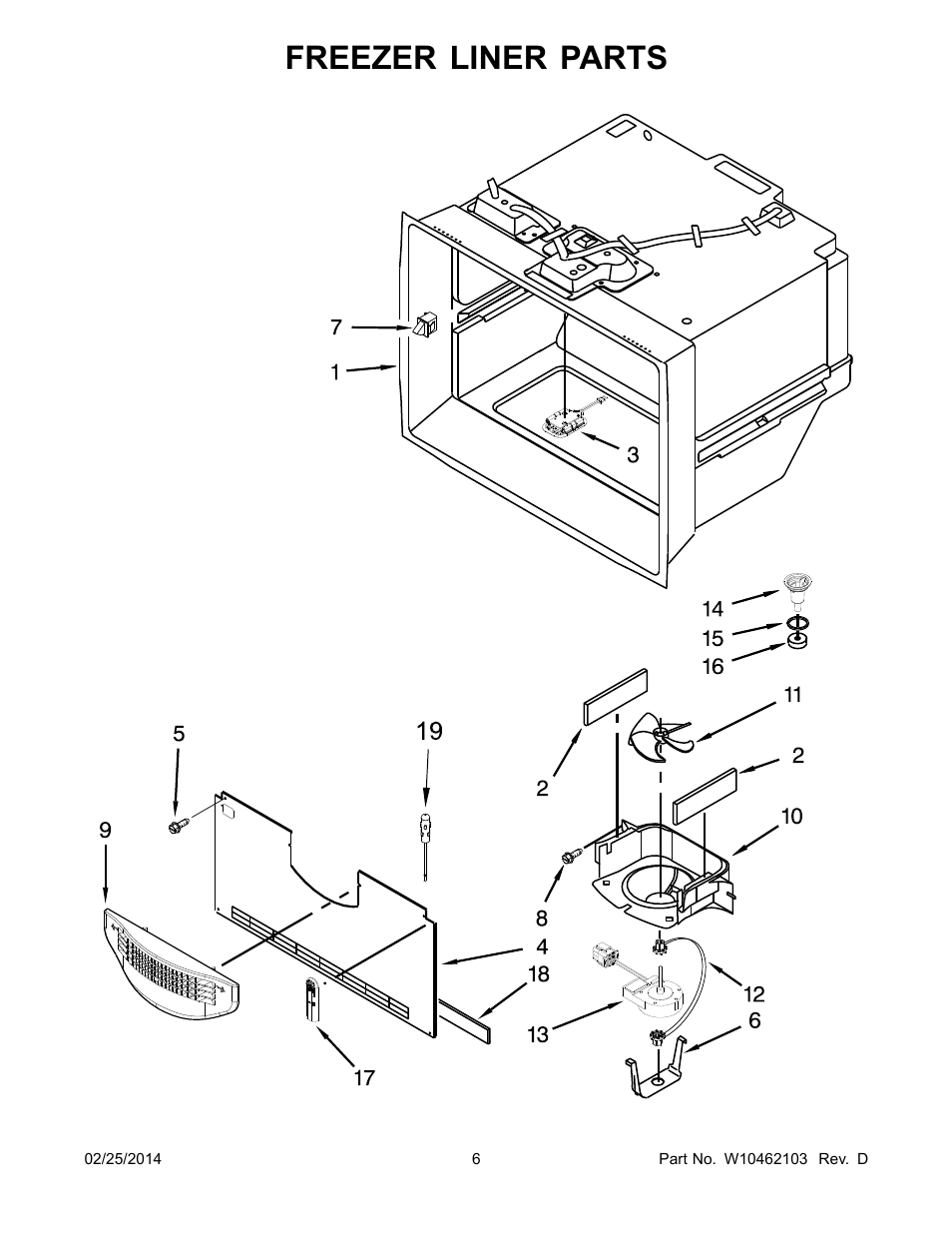 Freezer liner parts | Whirlpool WRF989SDAM User Manual | Page 6 / 22