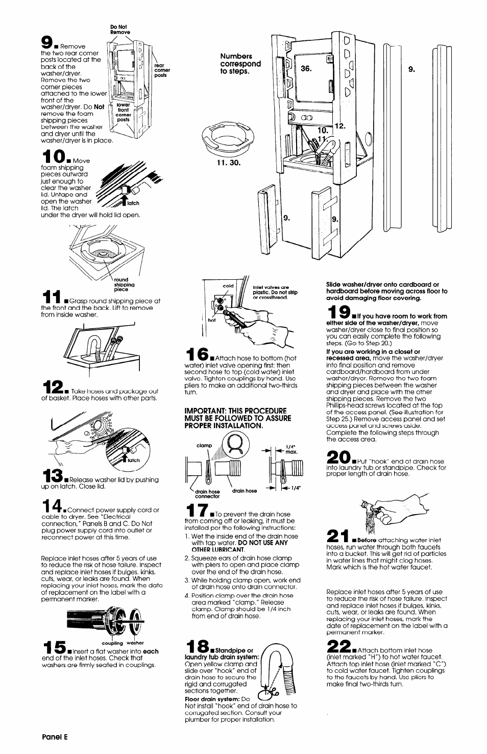 18 ■ standpipe or laundry tub drain system, Floor drain system: do, 19 ■ if you have room to work from | Whirlpool LTE5243DQ User Manual | Page 6 / 9