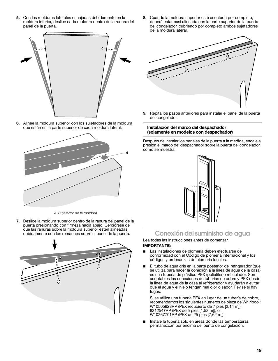 Conexión del suministro de agua | Whirlpool WRS965CIAM User Manual | Page 19 / 36