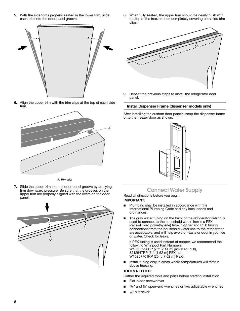 Connect water supply | Whirlpool WRS965CIAM User Manual | Page 8 / 36