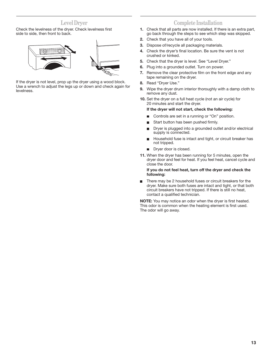 Leveldryer, Completeinstallation | Whirlpool WED7500VW User Manual | Page 13 / 20