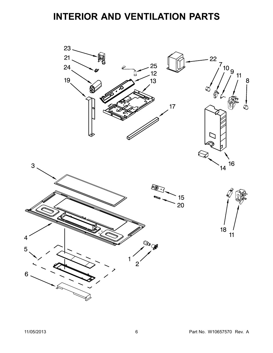 Interior and ventilation, Interior and ventilation parts | Whirlpool WMH32519CS User Manual | Page 6 / 13