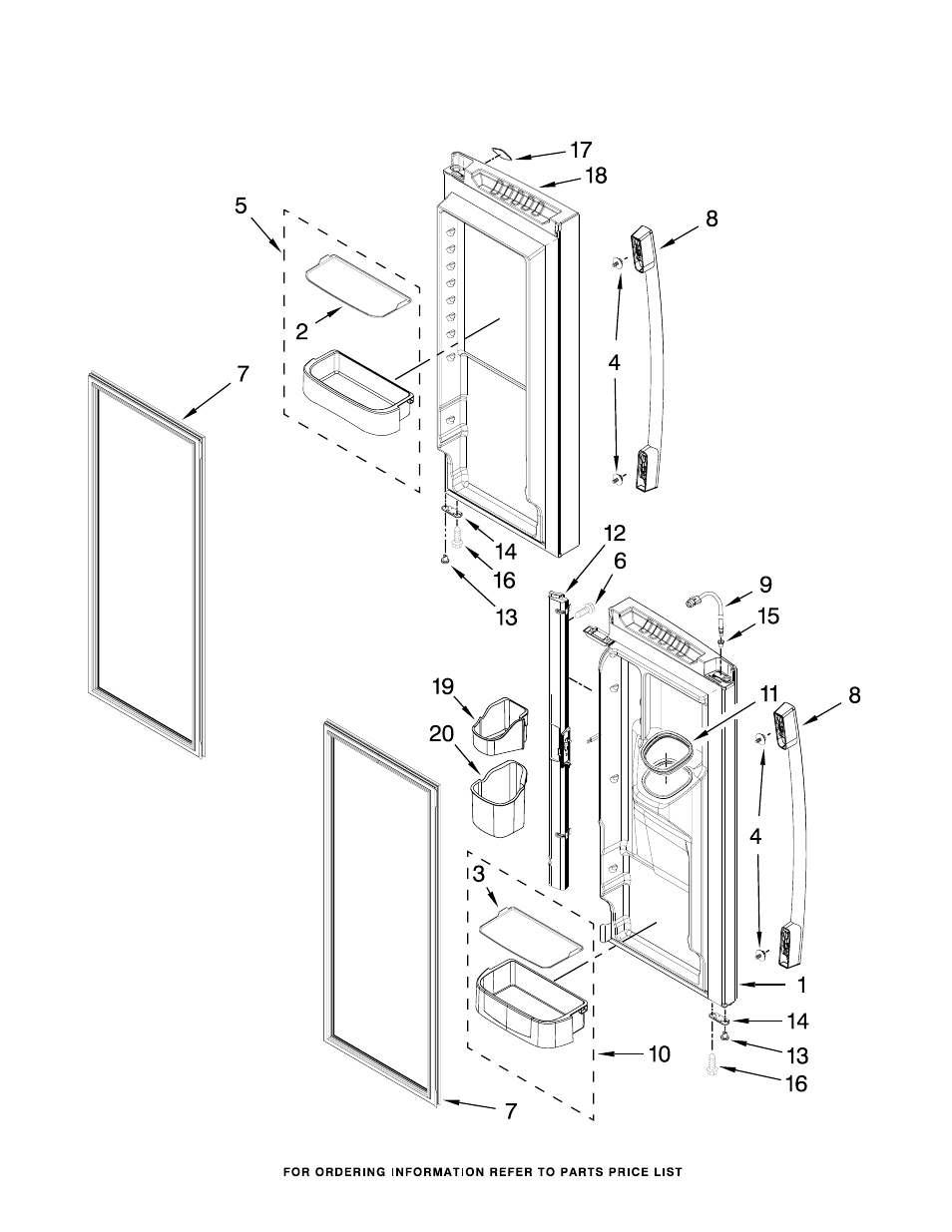 Refrigerator door, Refrigerator door parts | Whirlpool GI0FSAXVY User Manual | Page 13 / 19