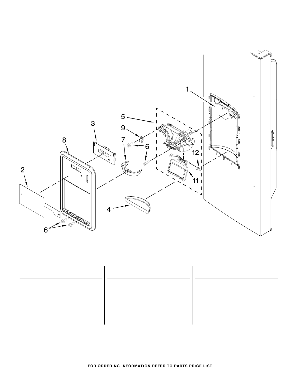 Dispenser front, Dispenser front parts | Whirlpool GI0FSAXVY User Manual | Page 15 / 19