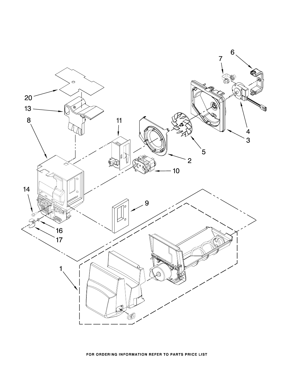 Motor and ice container, Motor and ice container parts | Whirlpool GI0FSAXVY User Manual | Page 7 / 19