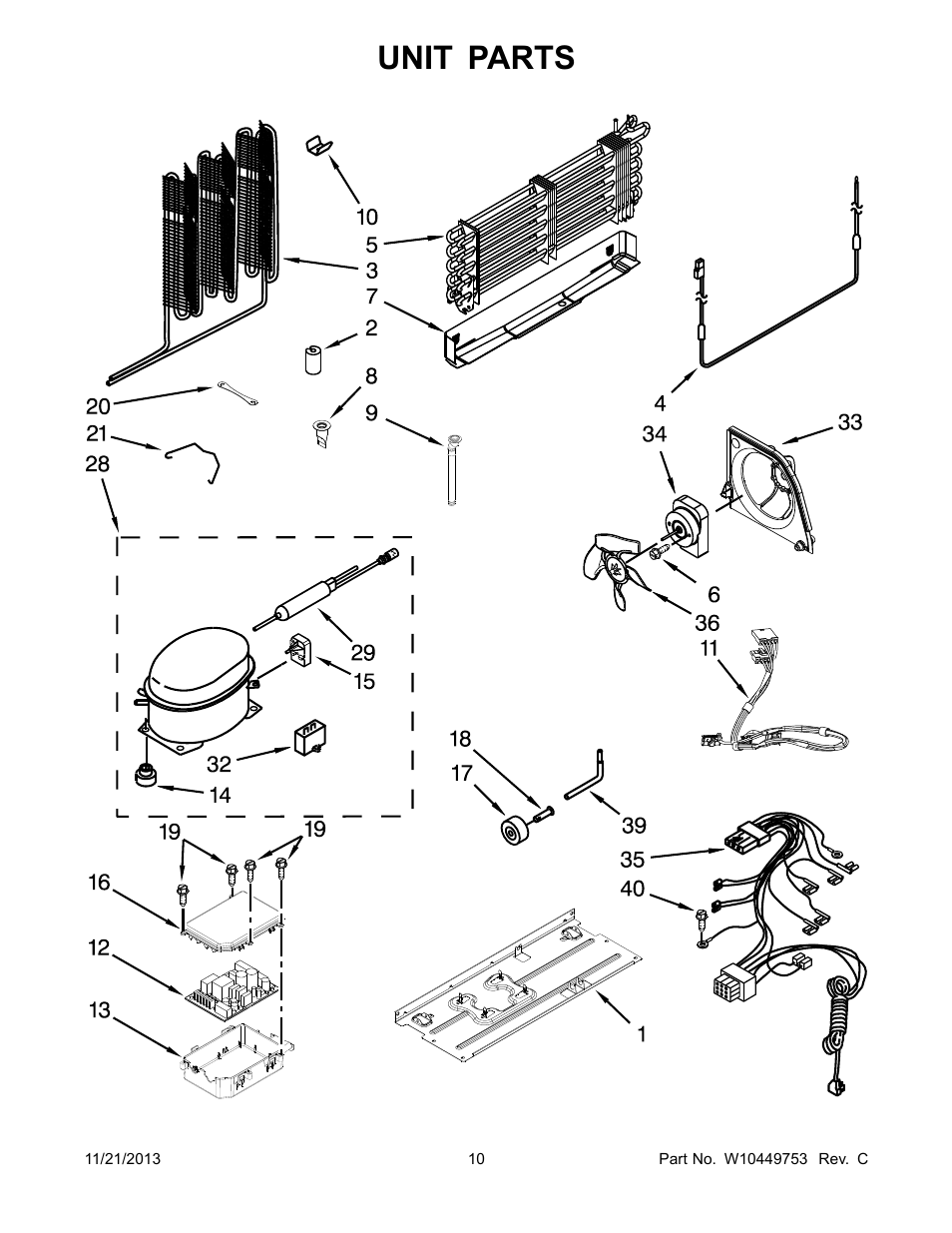 Unit, Unit parts | Whirlpool WRF560SMYB User Manual | Page 10 / 16