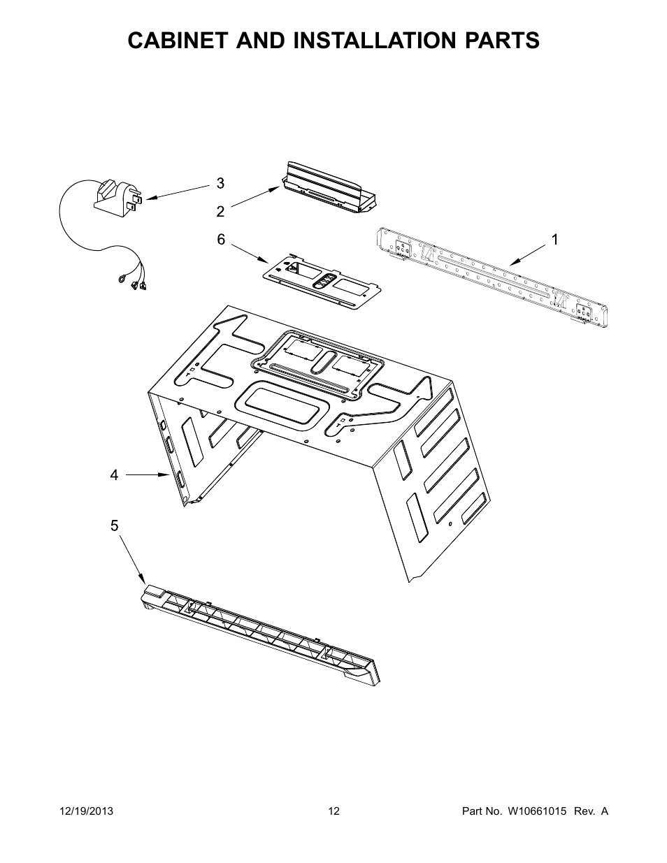 Cabinet and installation, Cabinet and installation parts | Whirlpool WMH73521CS User Manual | Page 12 / 13