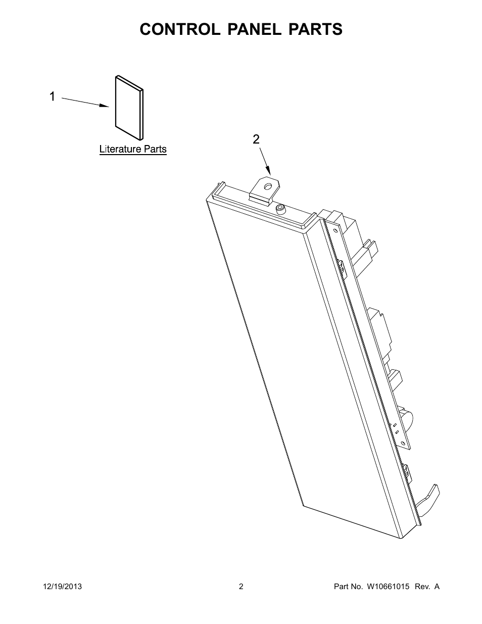 Control panel, Control panel parts | Whirlpool WMH73521CS User Manual | Page 2 / 13