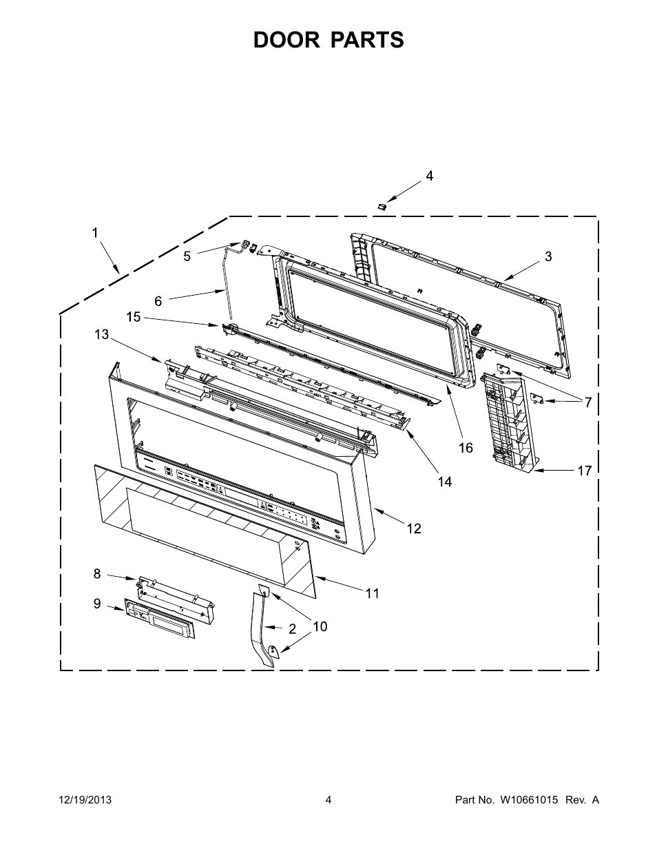 Door, Door parts | Whirlpool WMH73521CS User Manual | Page 4 / 13