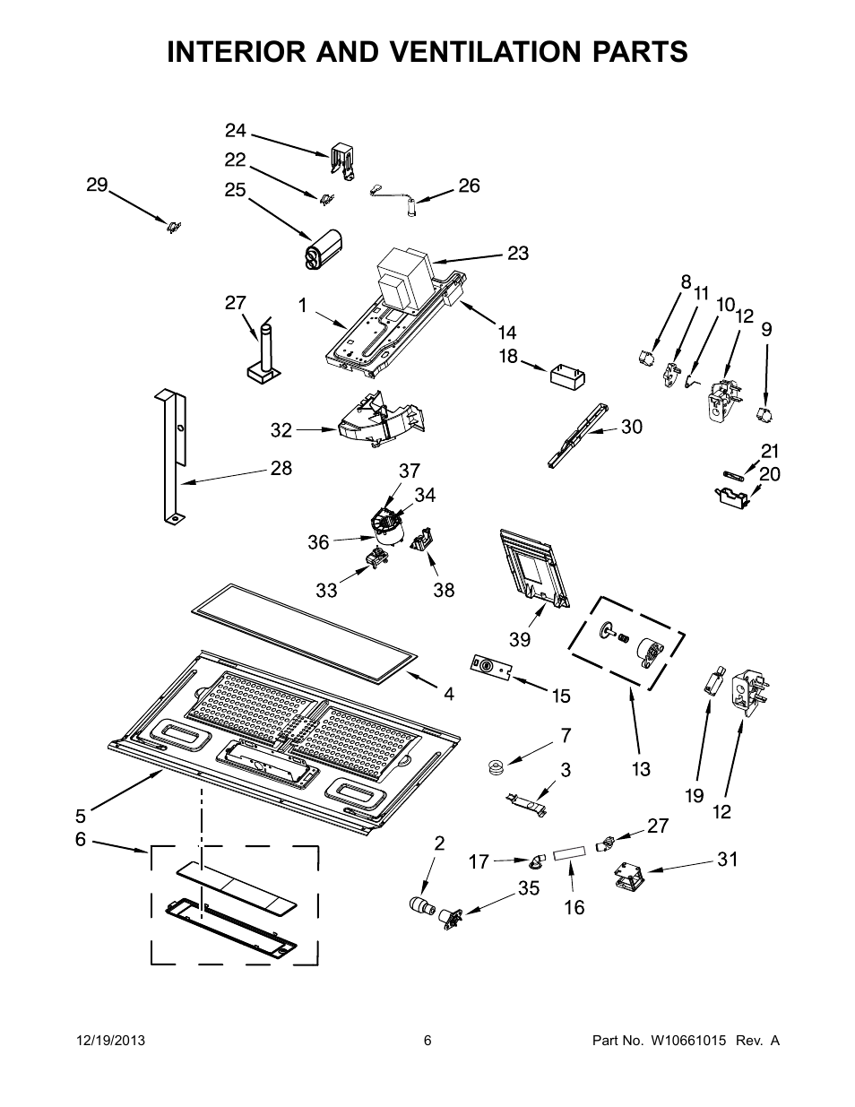 Interior and ventilation, Interior and ventilation parts | Whirlpool WMH73521CS User Manual | Page 6 / 13