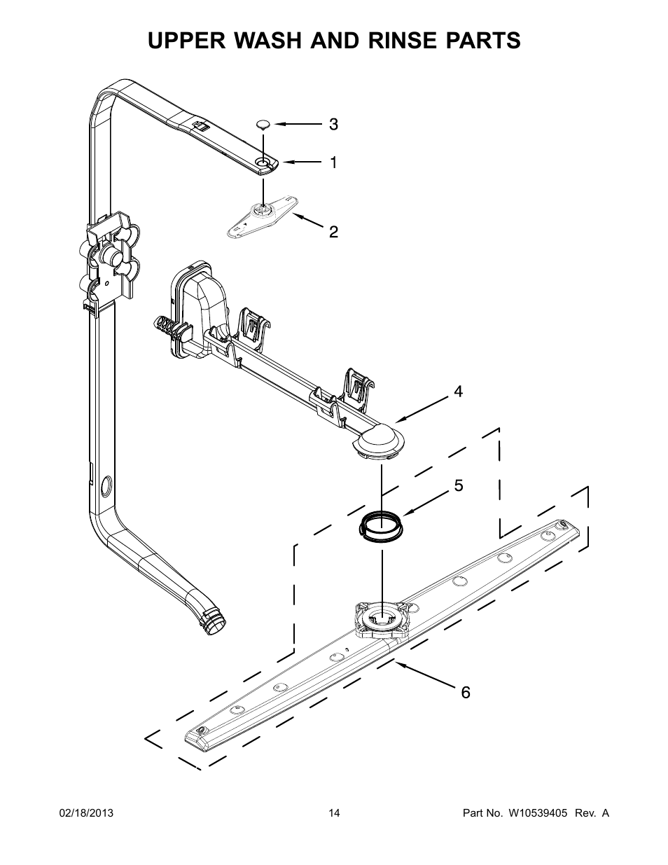 Upper wash and rinse, Upper wash and rinse parts | Whirlpool WDL785SAAM User Manual | Page 14 / 24