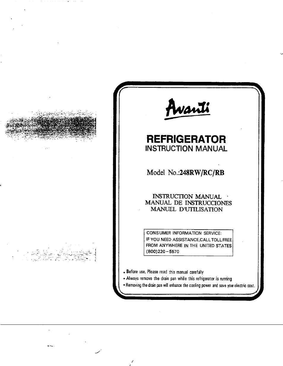 Avanti 248RW/RC/RB User Manual | 15 pages