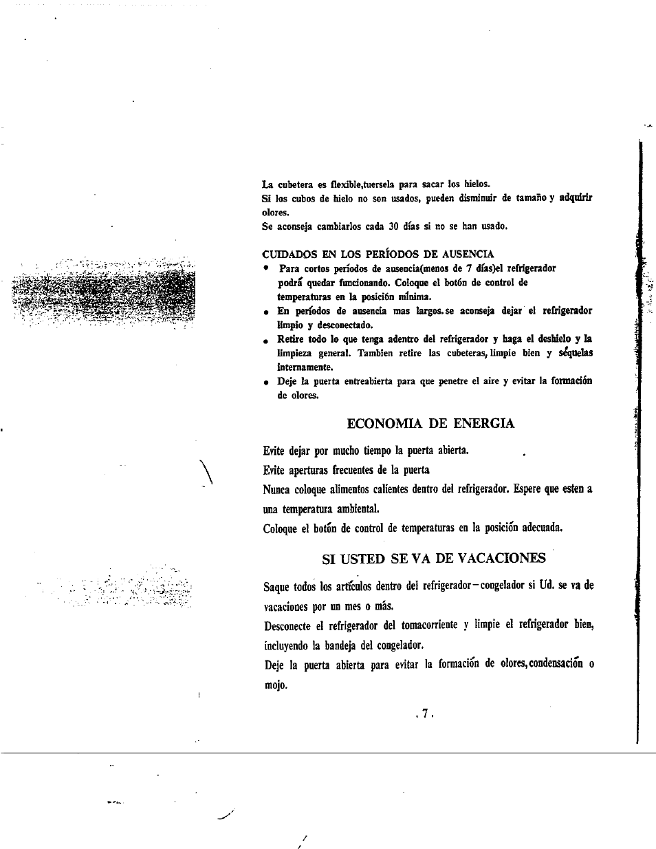 Economia de energia, Si usted se va de vacaciones | Avanti 248RW/RC/RB User Manual | Page 8 / 15