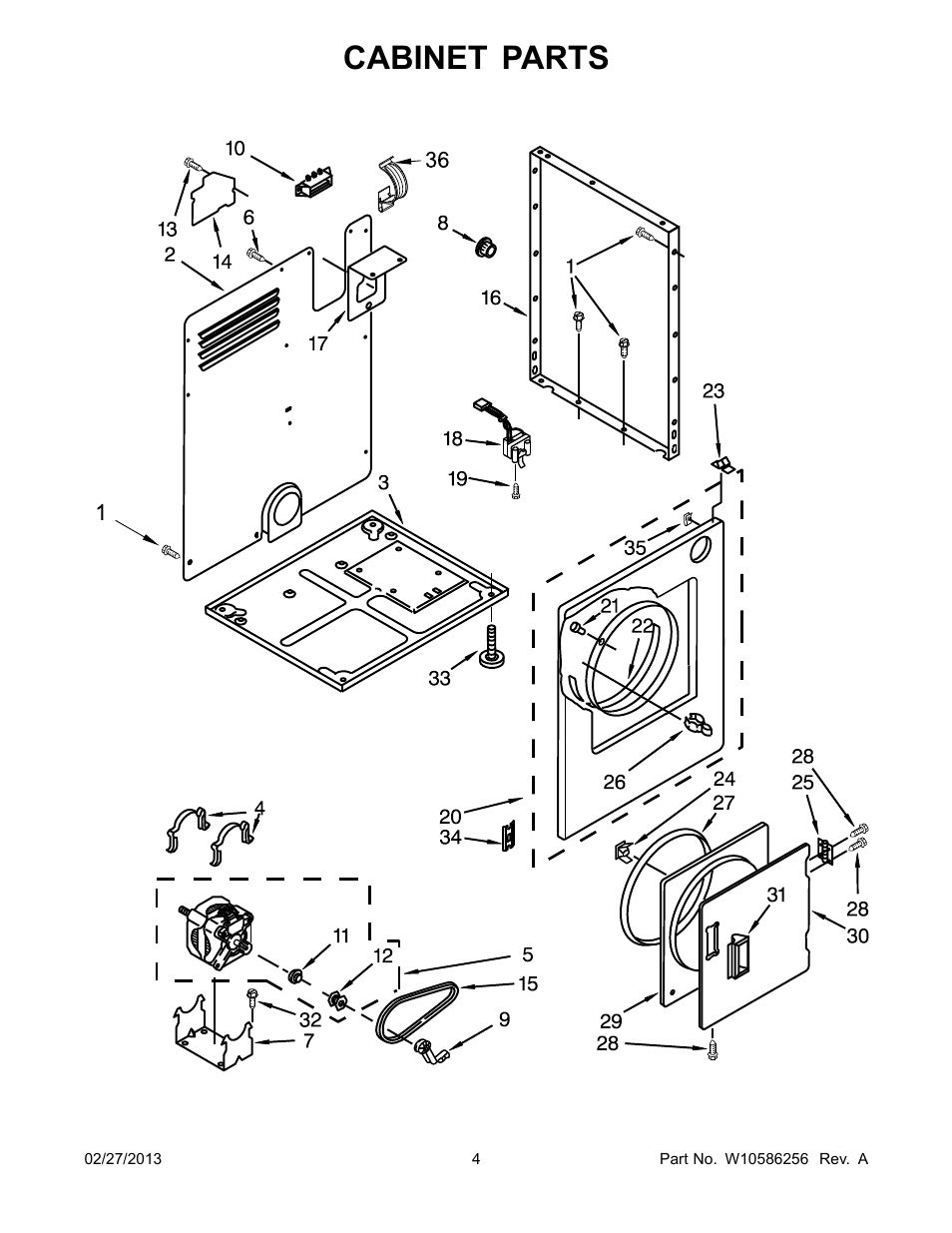 Cabinet, Cabinet parts | Whirlpool LER3622PQ User Manual | Page 4 / 8