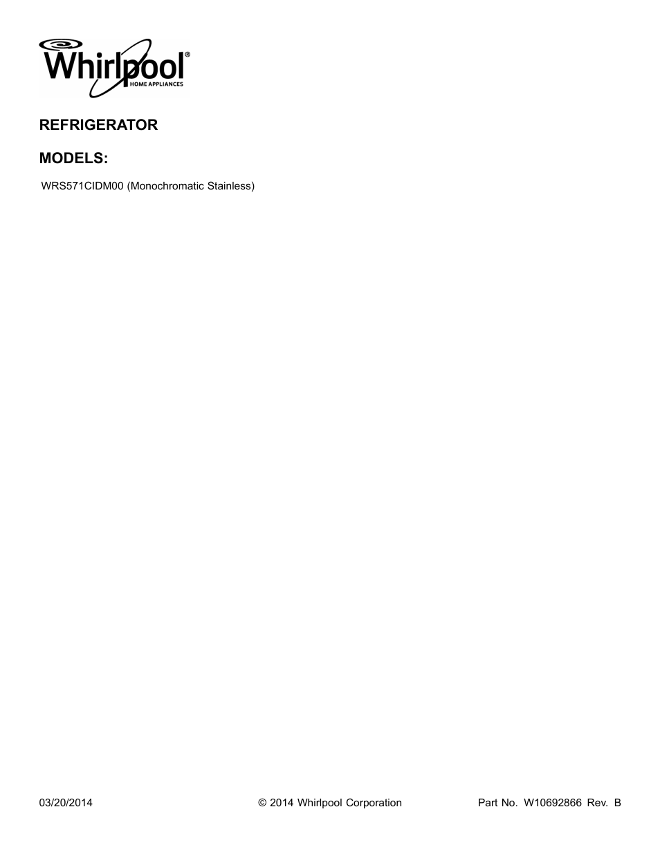 Whirlpool WRS571CIDM User Manual | 24 pages